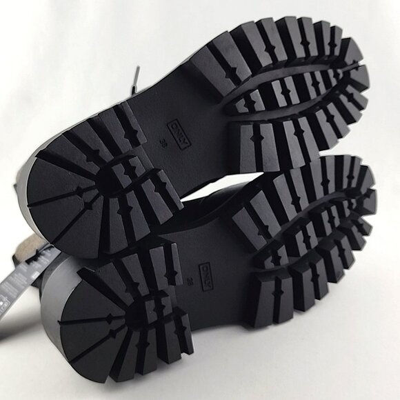 ONLY Betty Women's  Black Lace-Up Faux Leather Ankle Boots Chunky Soles Size 7.5 - Picture 8 of 12